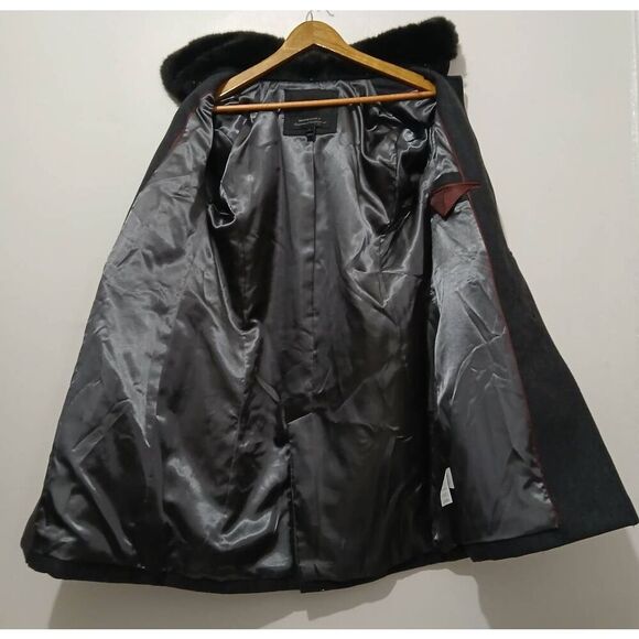 J crew womens Size 8 melton wool long coat dark gray Italian di carmignano - Picture 7 of 8